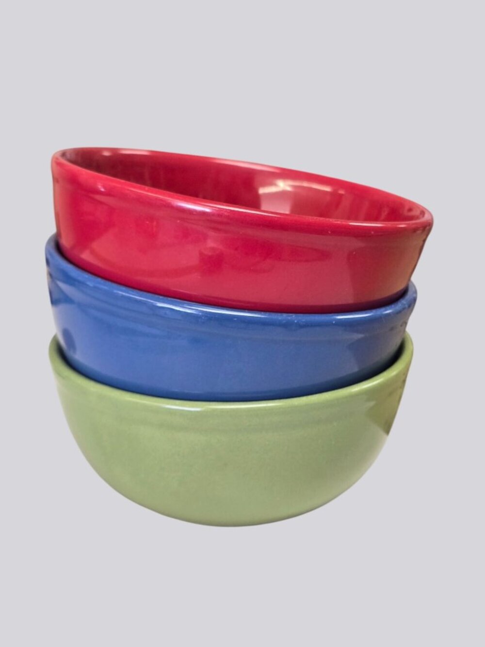 Colorful Ceramic Bowls Red Blue & Green Microwave & Dishwasher Safe 6" Diameter